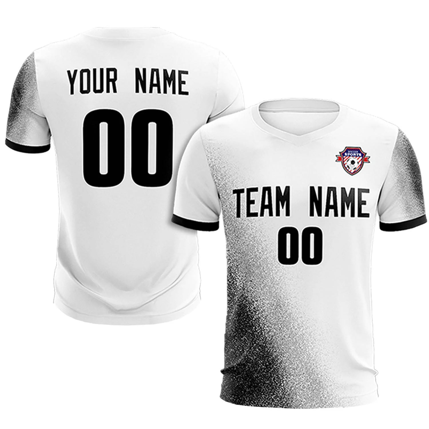 Custom White Black Outdoor Sport Soccer Sets Jersey