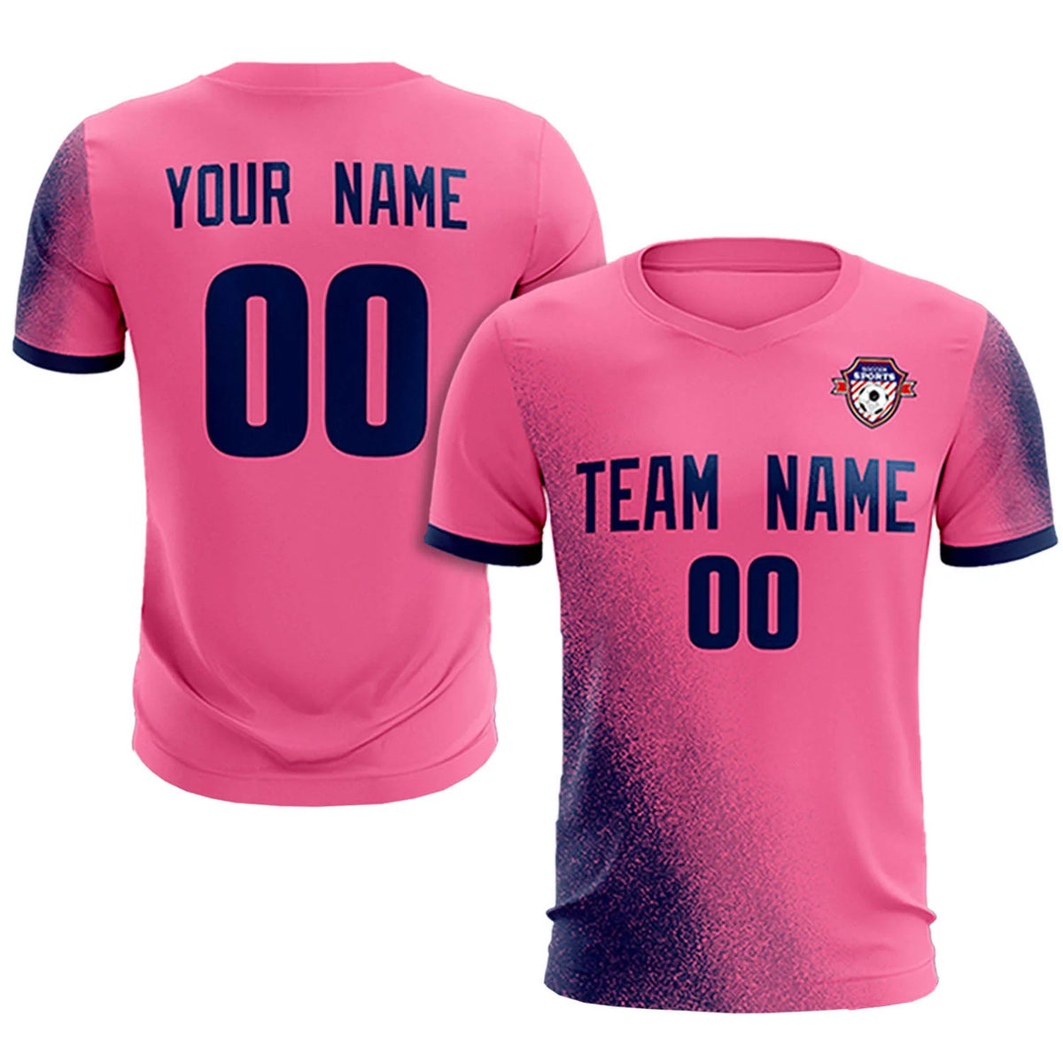Custom Pink Navy Outdoor Sport Soccer Sets Jersey
