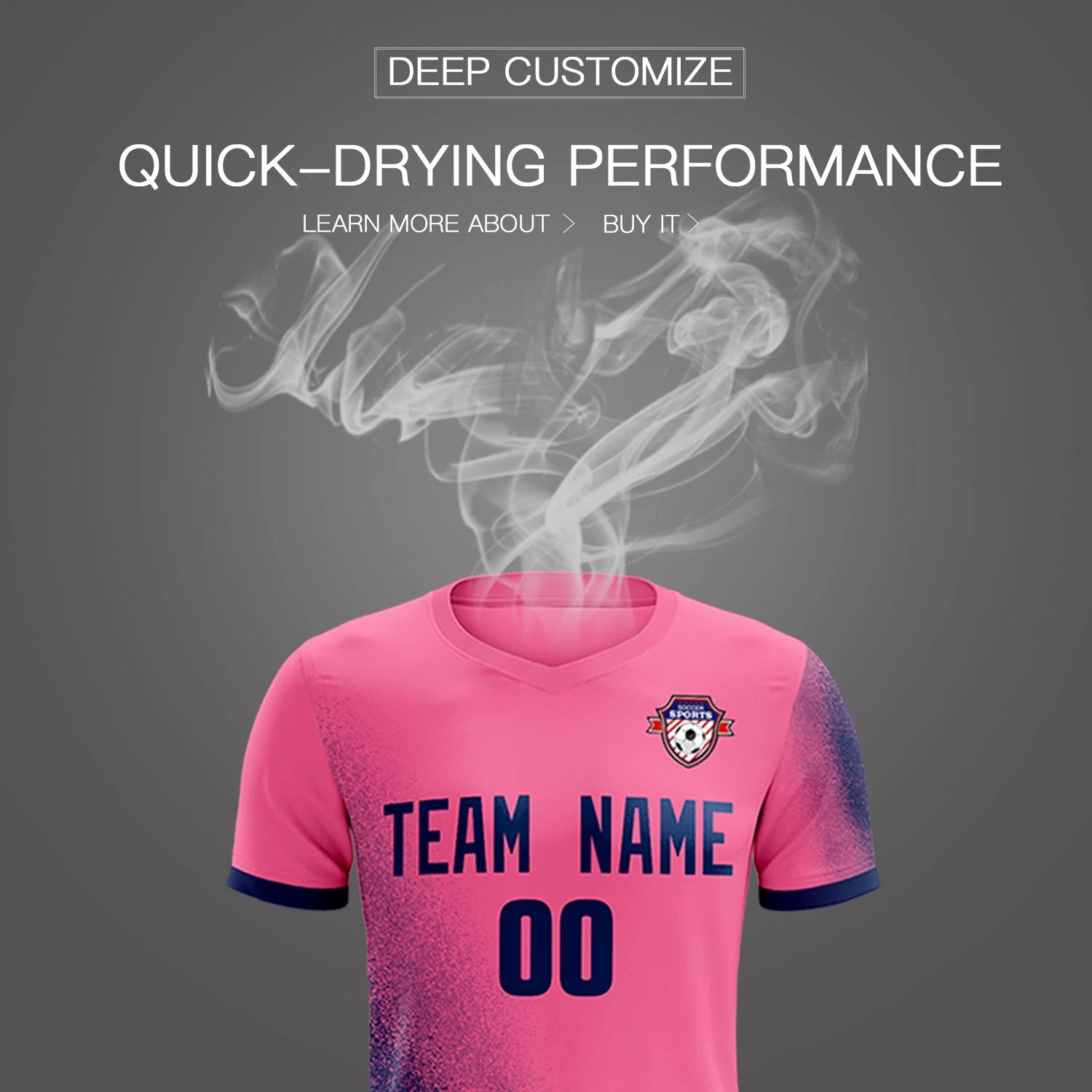 Custom Pink Navy Outdoor Sport Soccer Sets Jersey