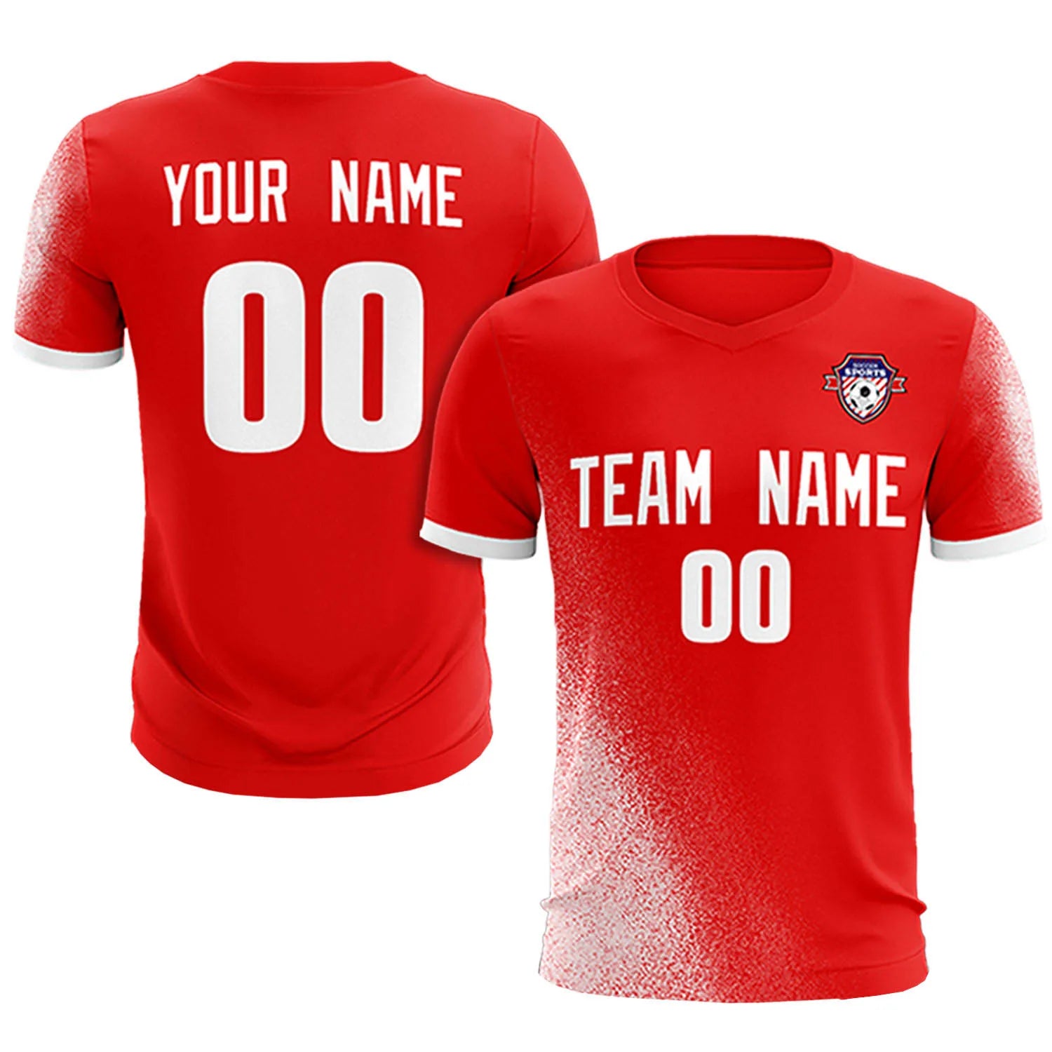 Custom Red White Outdoor Sport Soccer Sets Jersey
