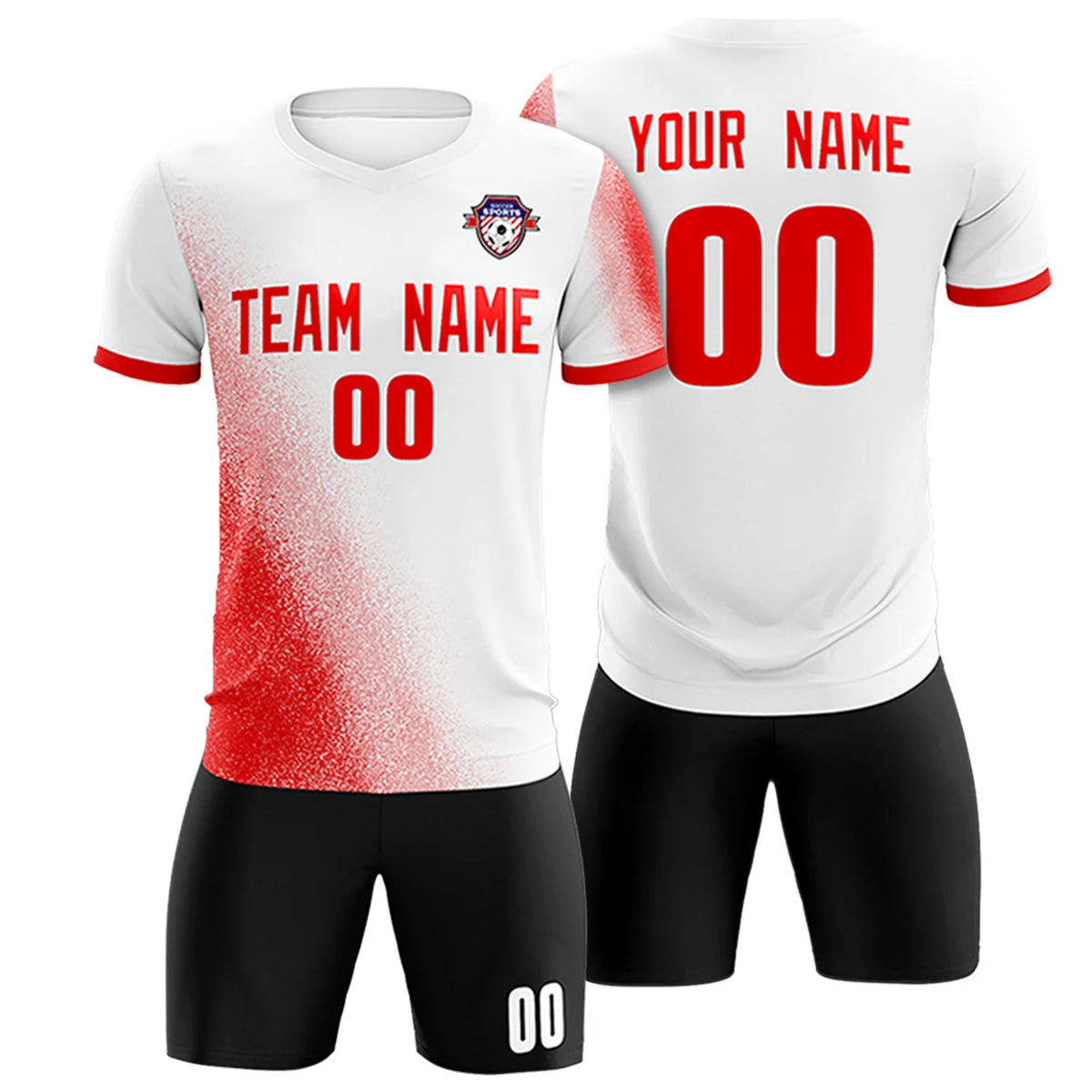 Custom White Red Outdoor Sport Soccer Sets Jersey