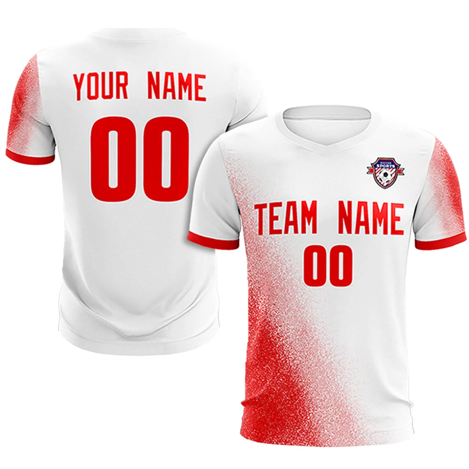 Custom White Red Outdoor Sport Soccer Sets Jersey
