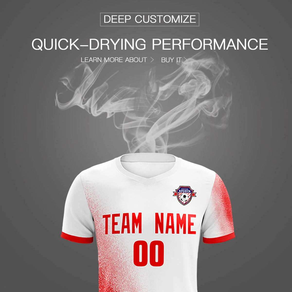 Custom White Red Outdoor Sport Soccer Sets Jersey