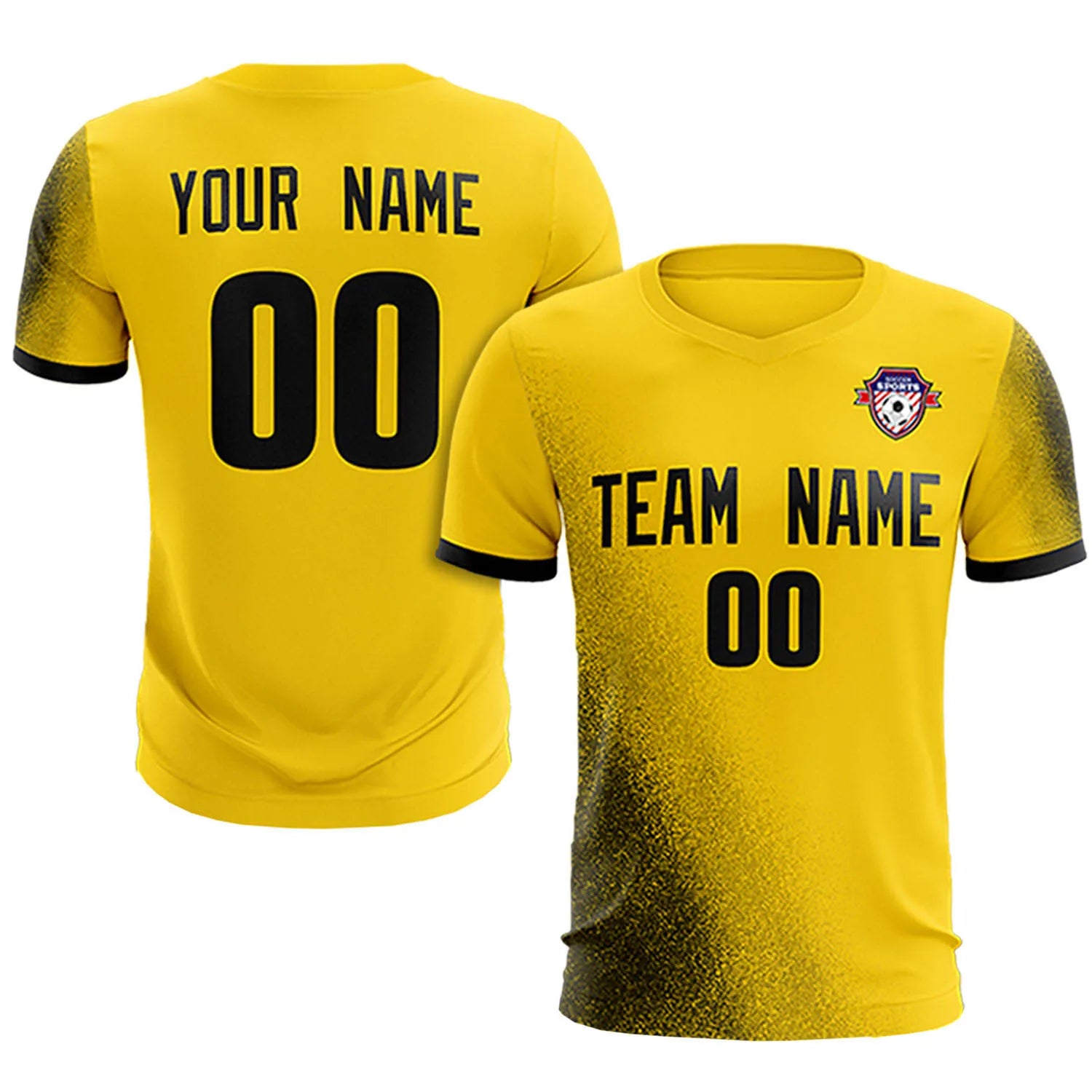 Custom Gold01 Black Outdoor Sport Soccer Sets Jersey