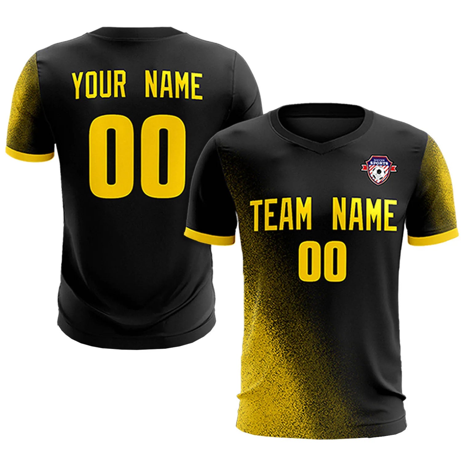 Custom Black Gold01 Outdoor Sport Soccer Sets Jersey