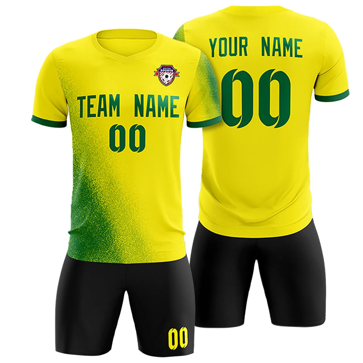 Custom Yellow Green Outdoor Sport Soccer Sets Jersey