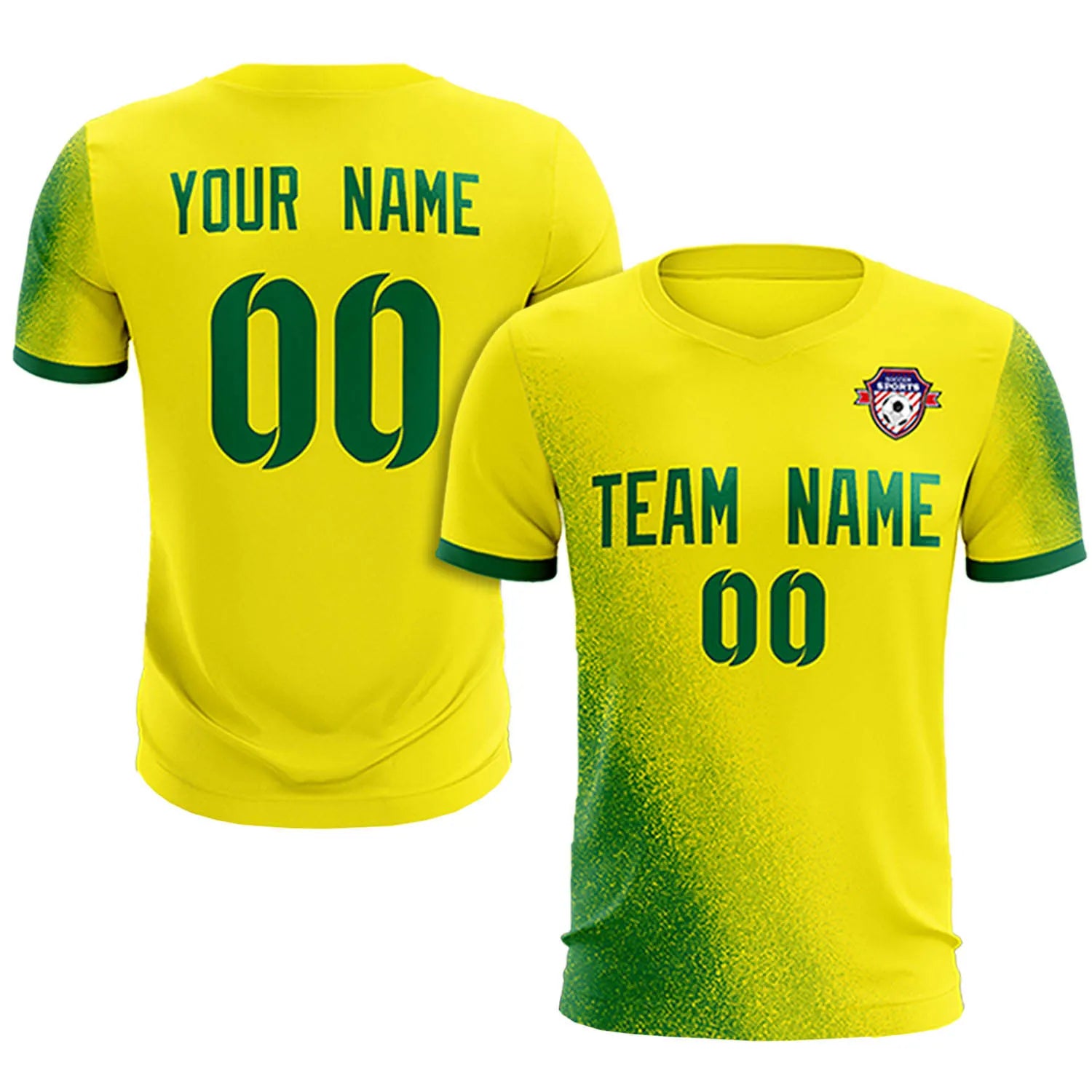 Custom Yellow Green Outdoor Sport Soccer Sets Jersey