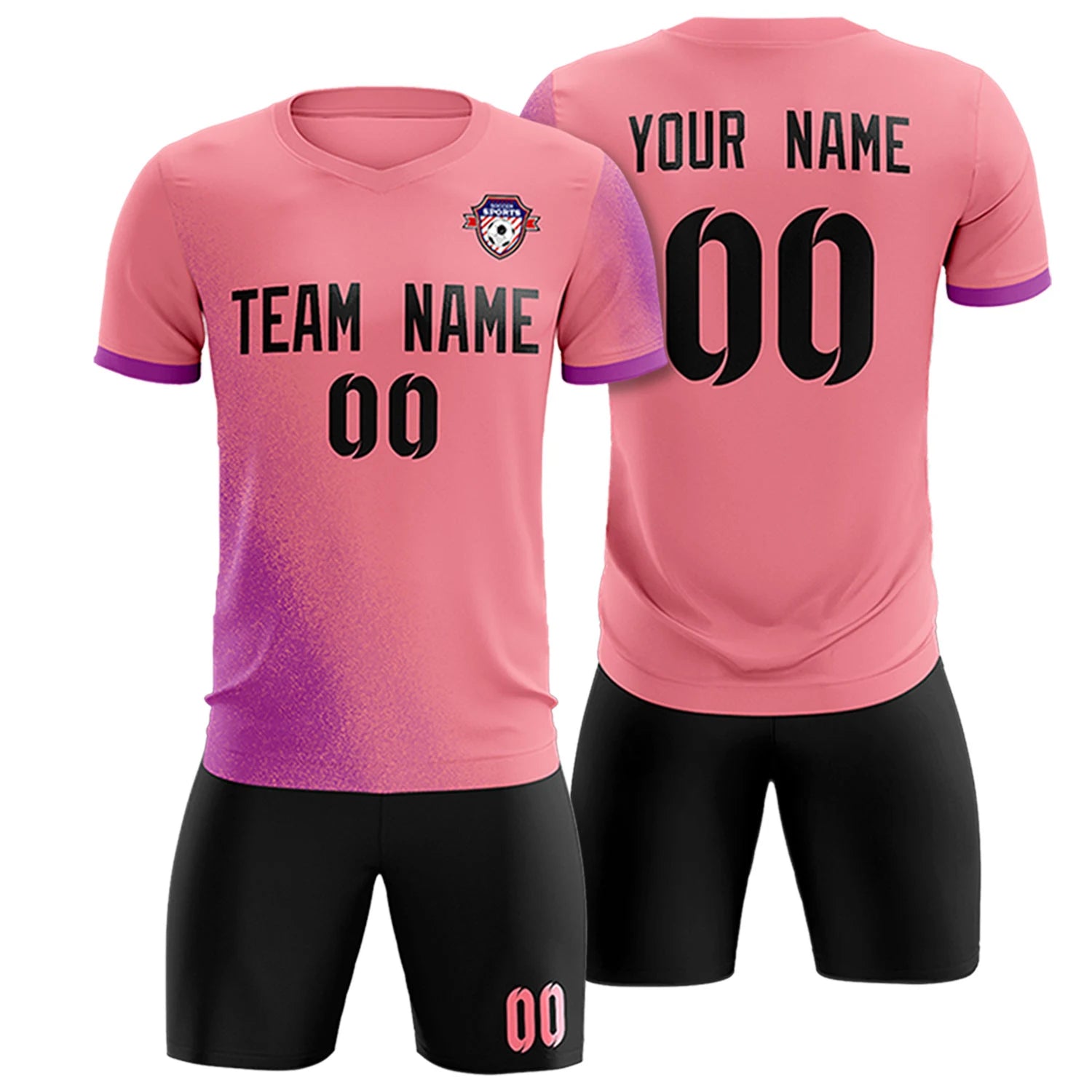 Custom Light Red Light Purple Outdoor Sport Soccer Sets Jersey