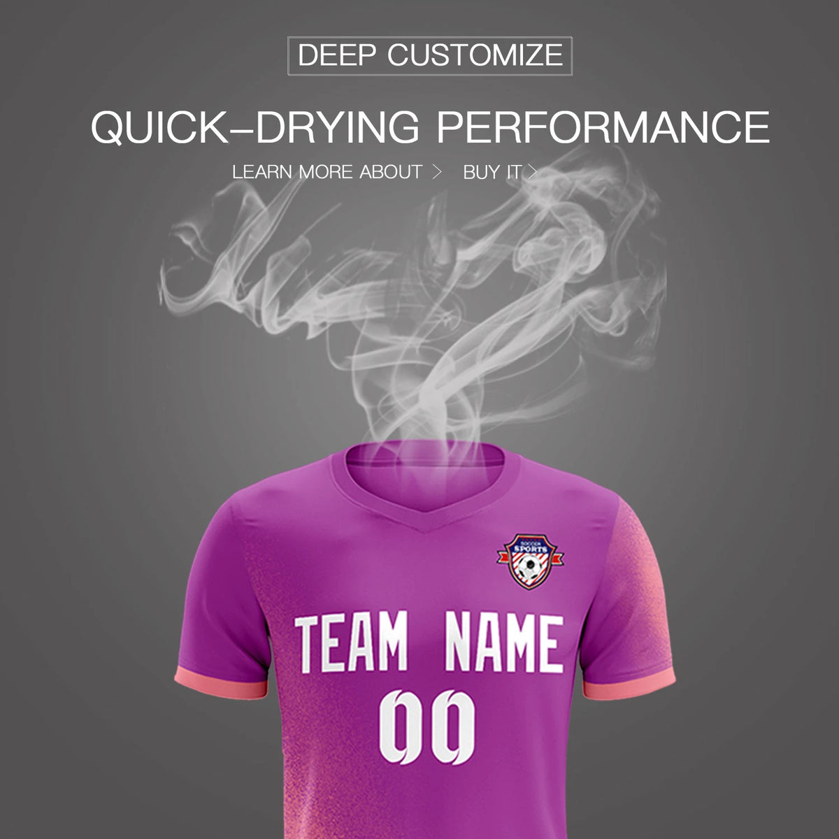 Custom Light Purple Light Red Outdoor Sport Soccer Sets Jersey