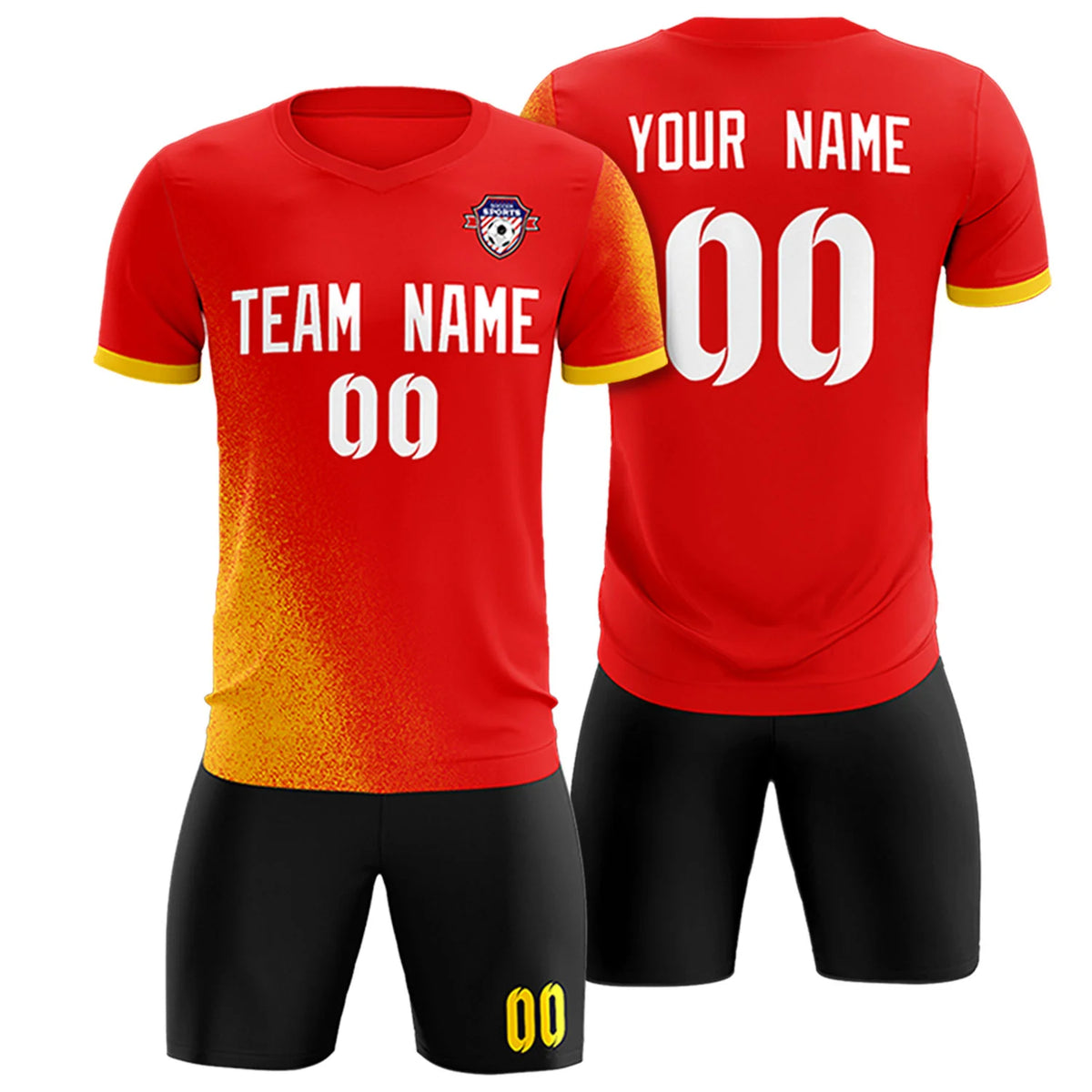 Custom Red Gold01 Outdoor Sport Soccer Sets Jersey