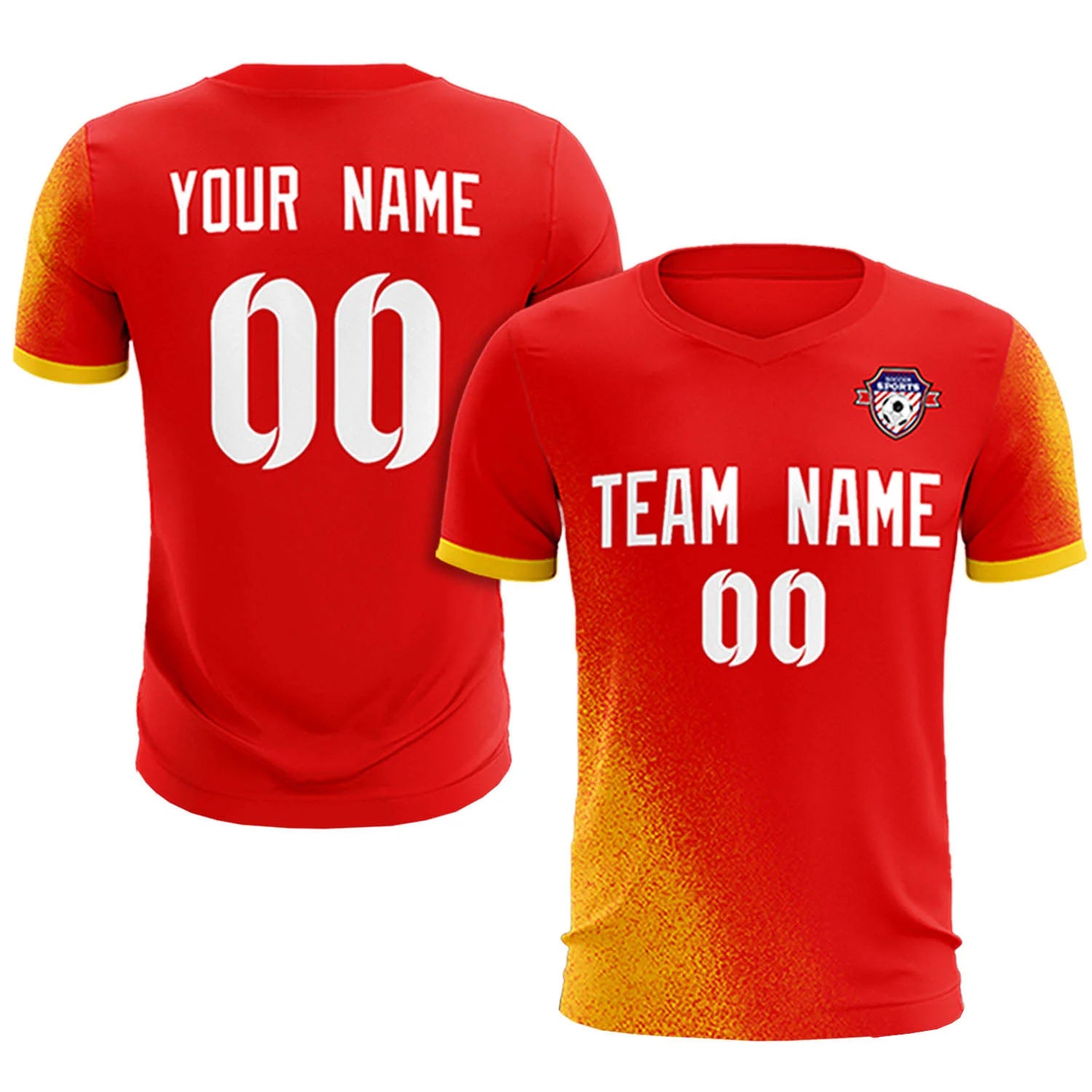 Custom Red Gold01 Outdoor Sport Soccer Sets Jersey
