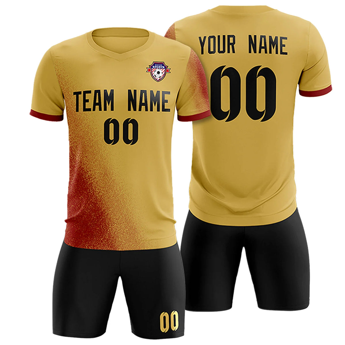 Custom Old Gold Crimson Outdoor Sport Soccer Sets Jersey