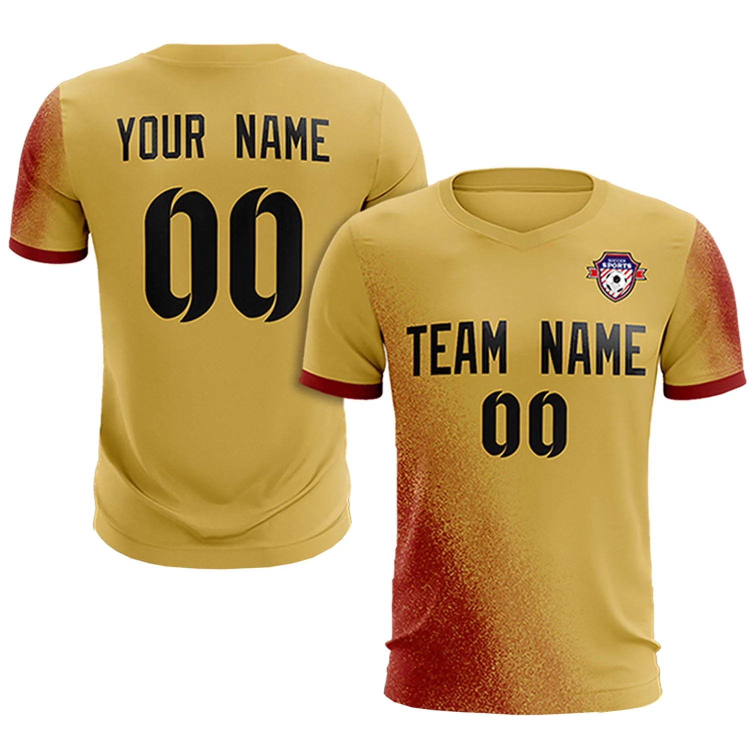 Custom Old Gold Crimson Outdoor Sport Soccer Sets Jersey