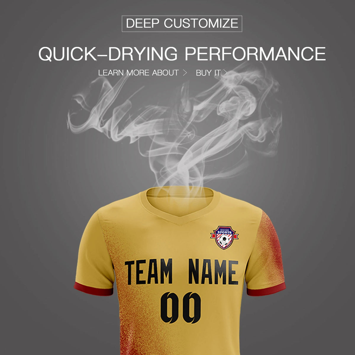Custom Old Gold Crimson Outdoor Sport Soccer Sets Jersey