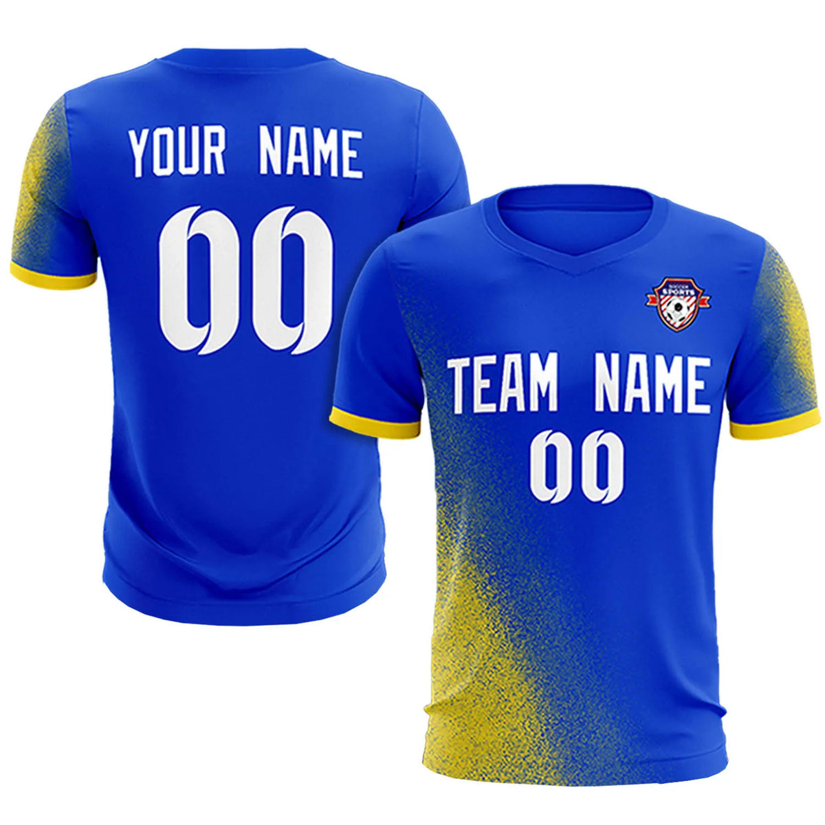 Custom Royal Blue Gold01 Outdoor Sport Soccer Sets Jersey