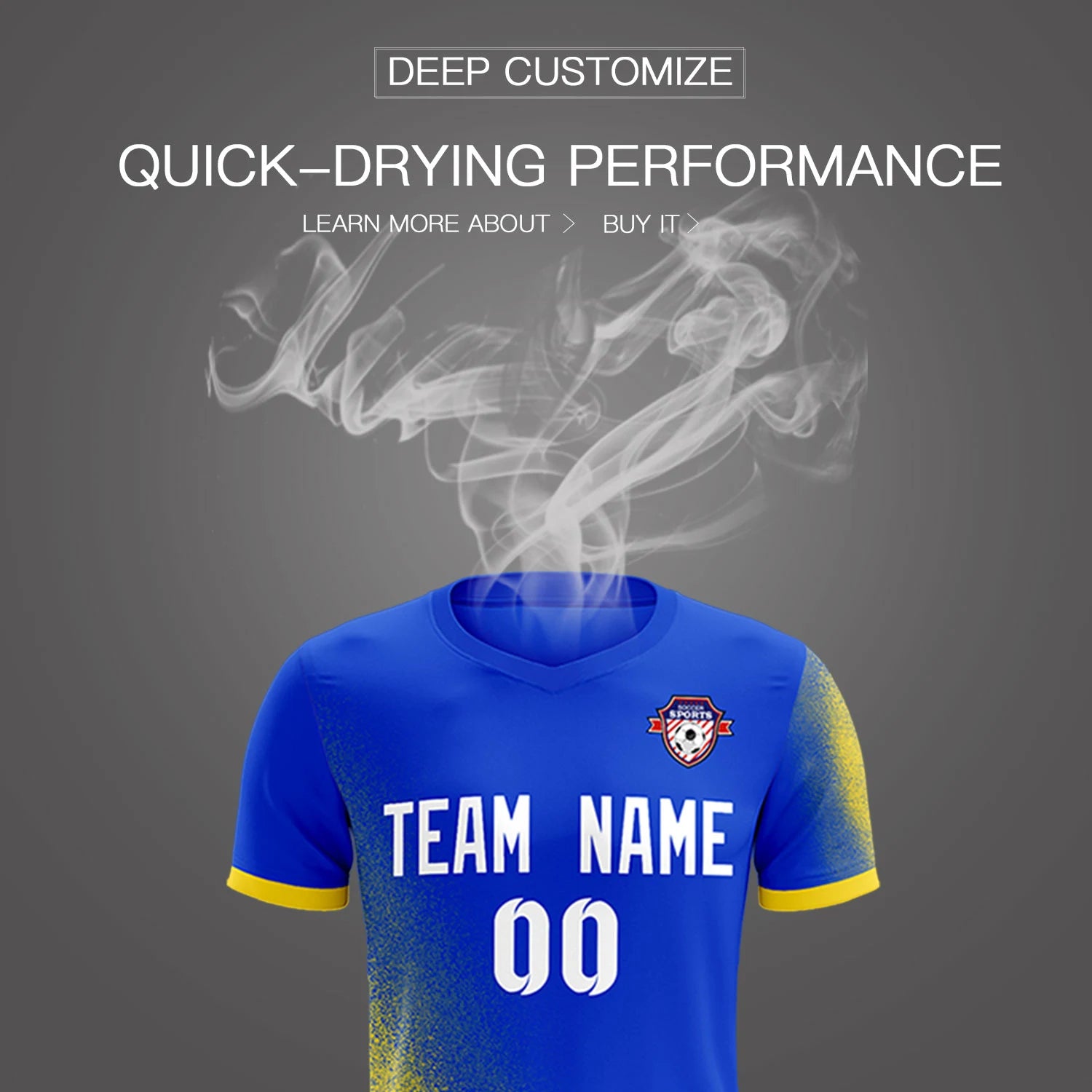 Custom Royal Blue Gold01 Outdoor Sport Soccer Sets Jersey