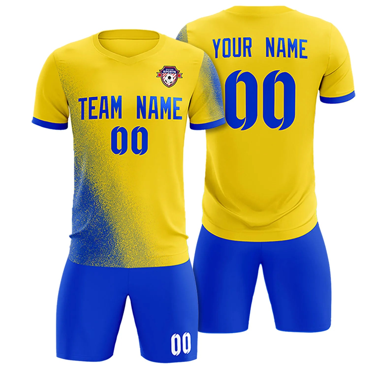 Custom Gold01 Royal Blue Outdoor Sport Soccer Sets Jersey