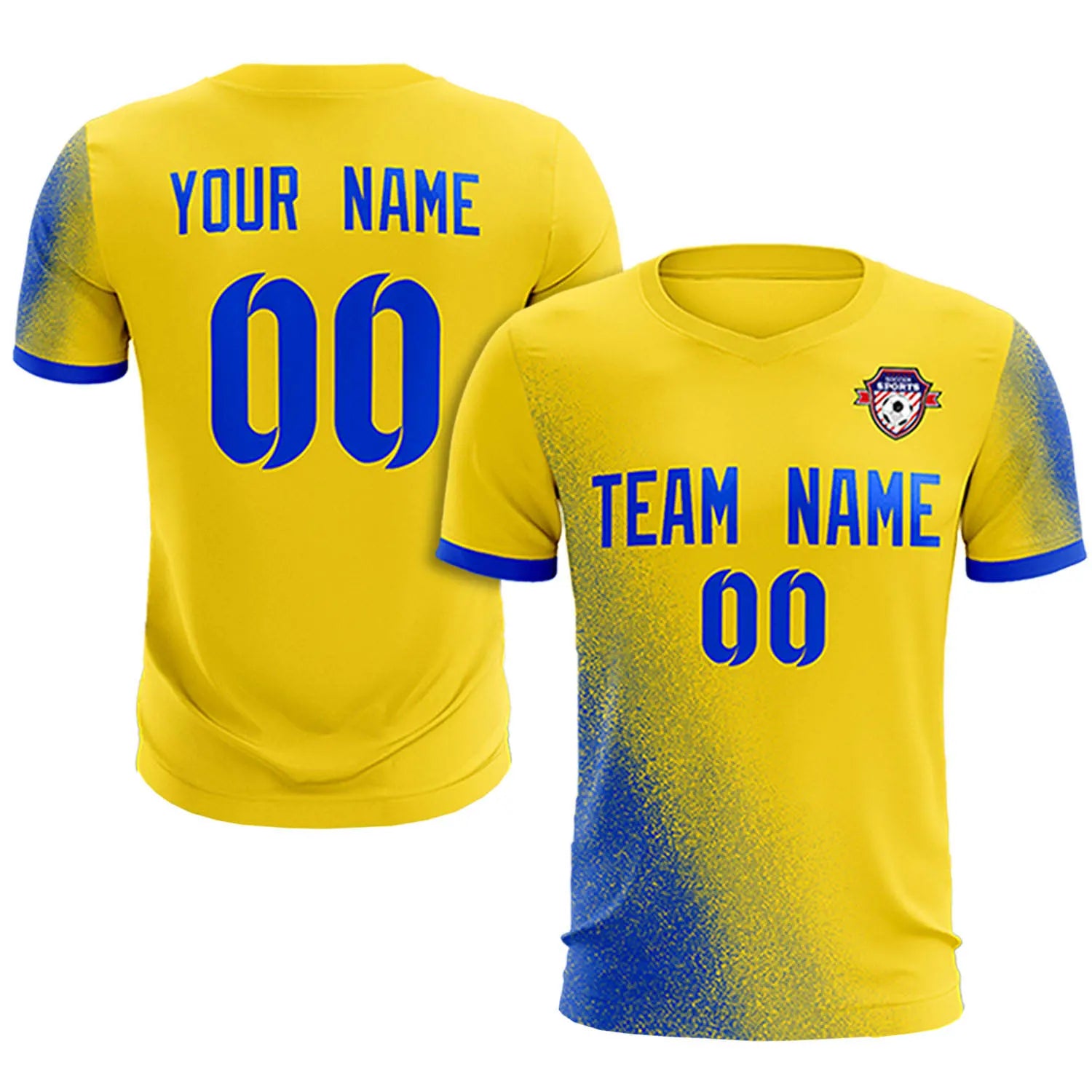 Custom Gold01 Royal Blue Outdoor Sport Soccer Sets Jersey