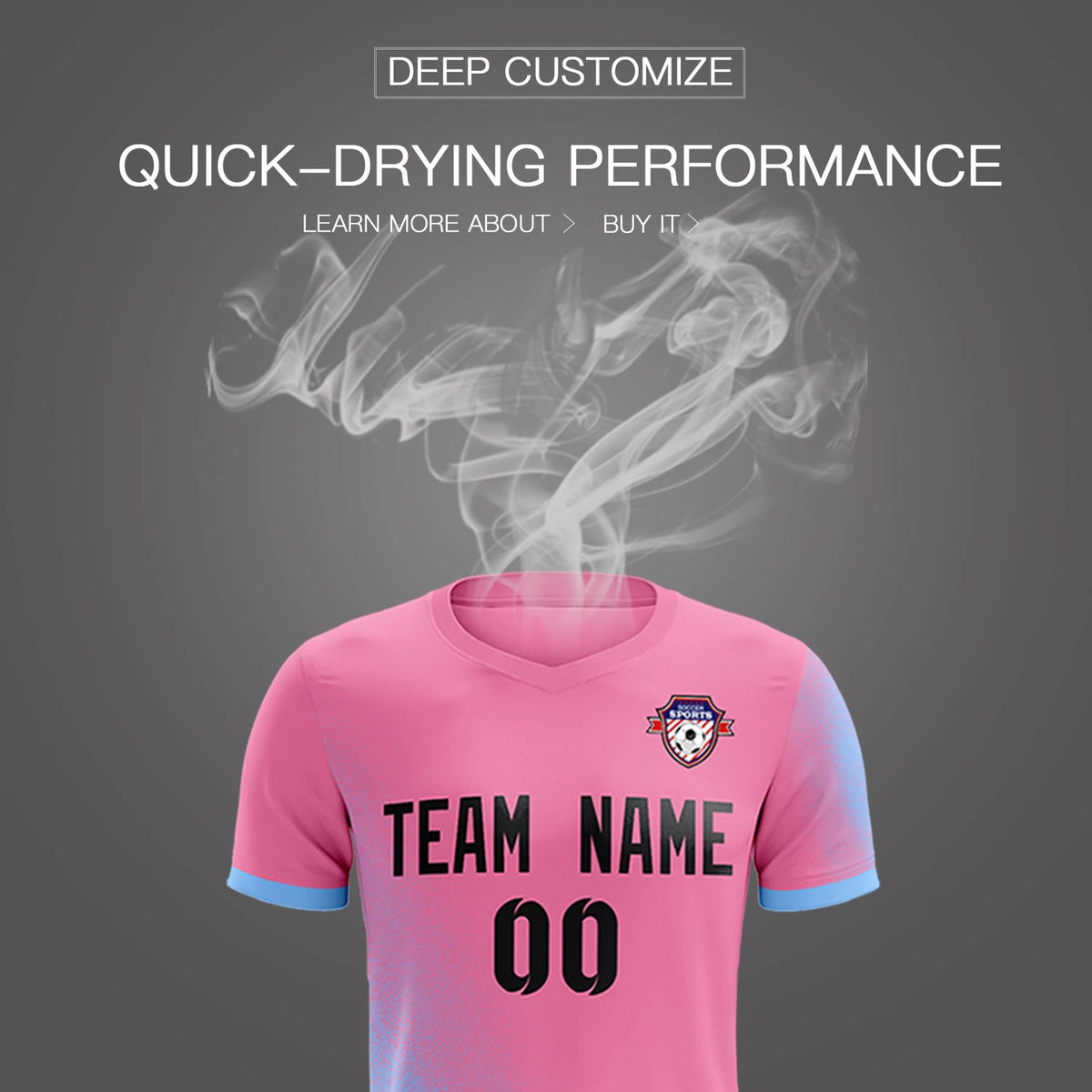 Custom Pink Light Blue Outdoor Sport Soccer Sets Jersey