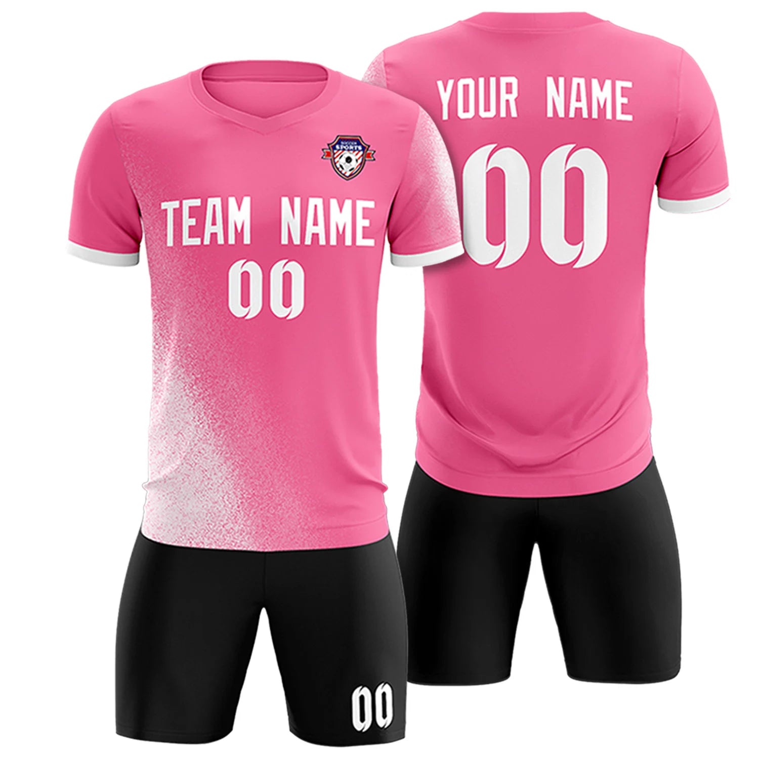 Custom Pink White Outdoor Sport Soccer Sets Jersey