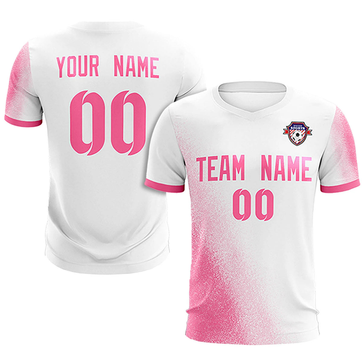 Custom White Pink Outdoor Sport Soccer Sets Jersey