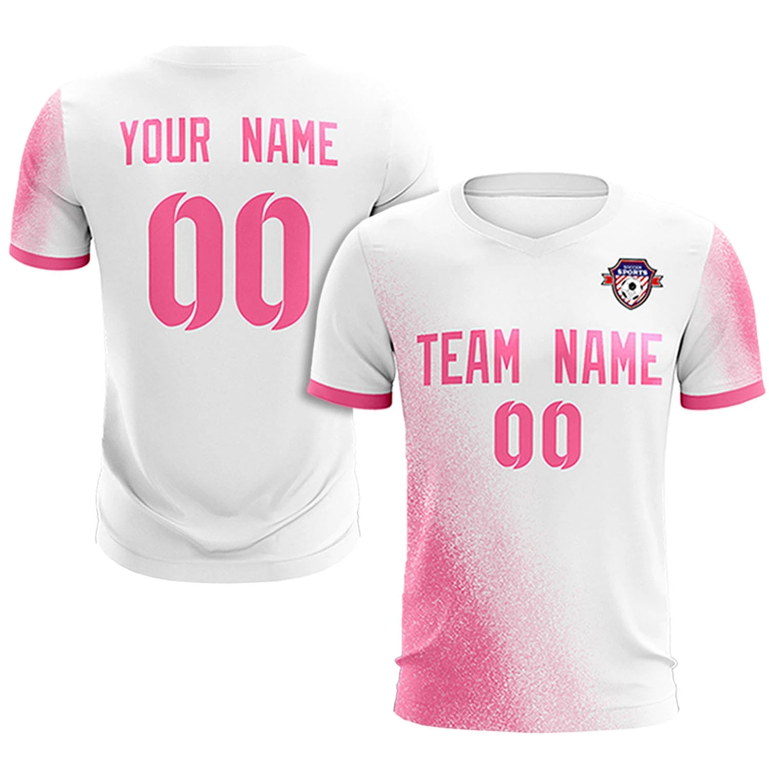 Custom White Pink Outdoor Sport Soccer Sets Jersey