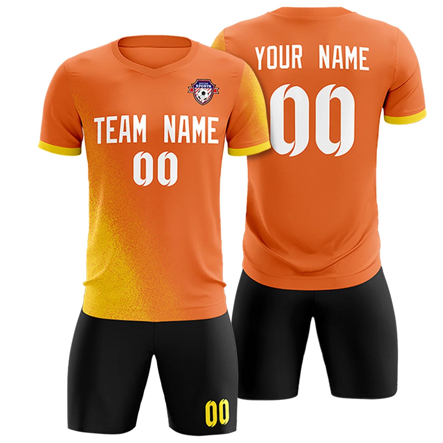 Custom Orange Gold01 Outdoor Sport Soccer Sets Jersey