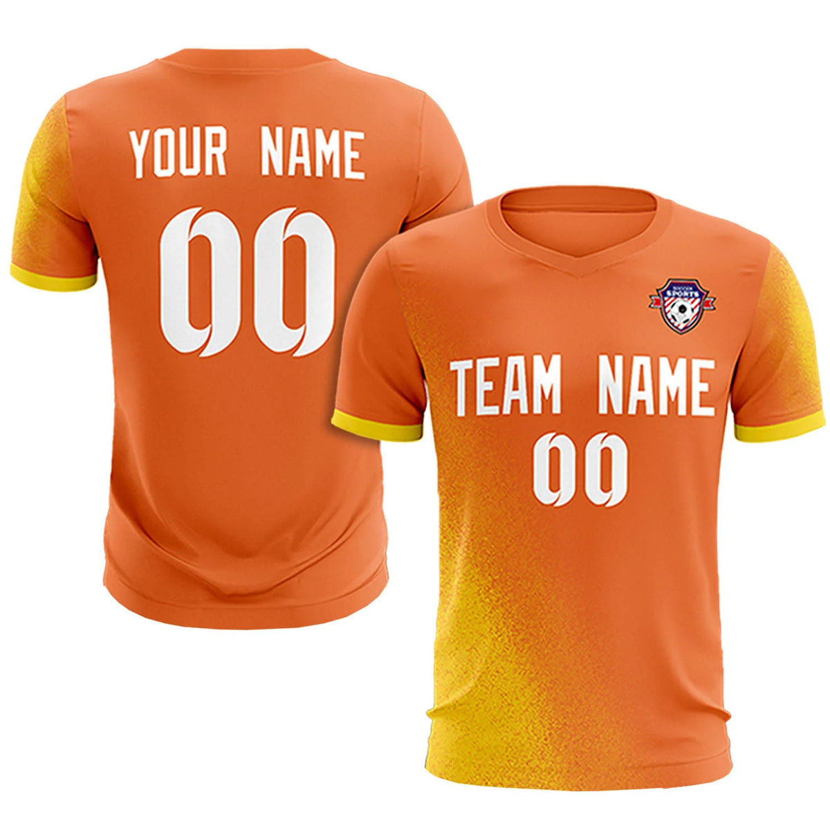 Custom Orange Gold01 Outdoor Sport Soccer Sets Jersey