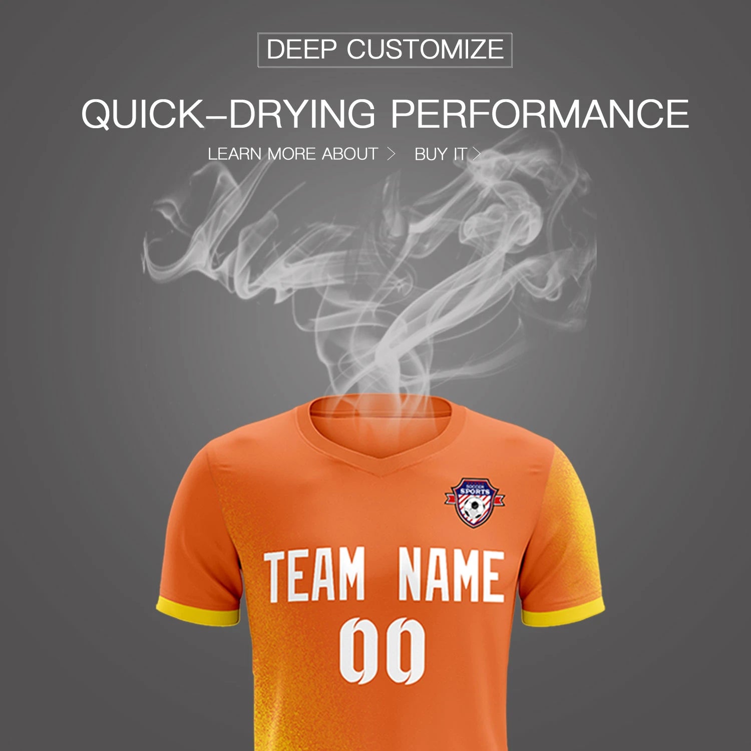Custom Orange Gold01 Outdoor Sport Soccer Sets Jersey