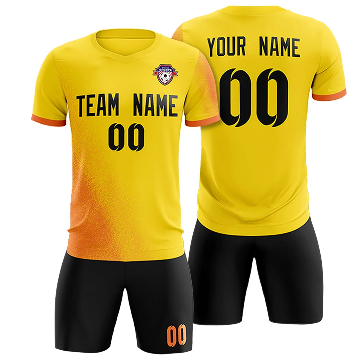 Custom Gold01 Orange Outdoor Sport Soccer Sets Jersey