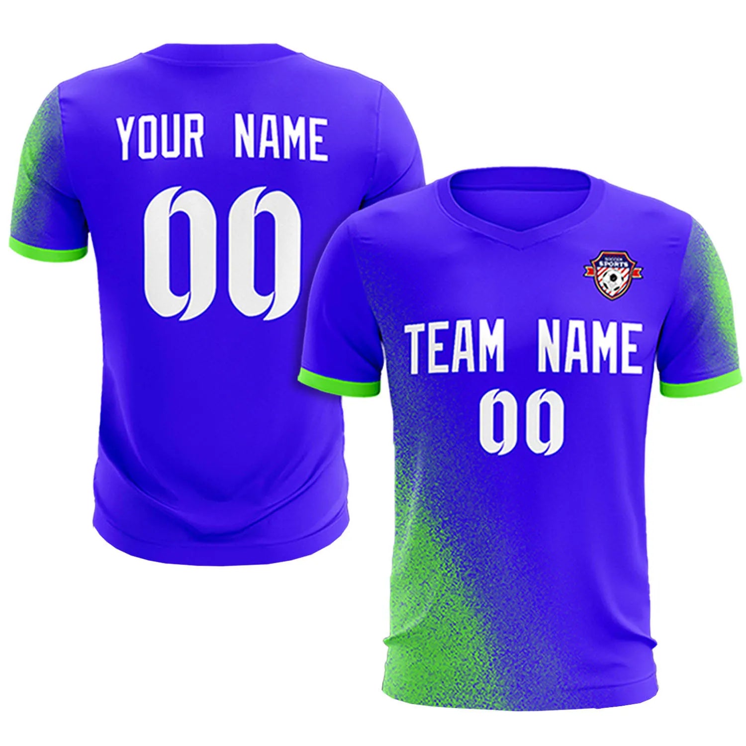 Custom Royal Blue Neon Green Outdoor Sport Soccer Sets Jersey