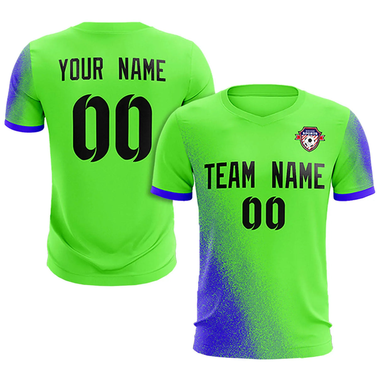 Custom Neon Green Royal Blue Outdoor Sport Soccer Sets Jersey