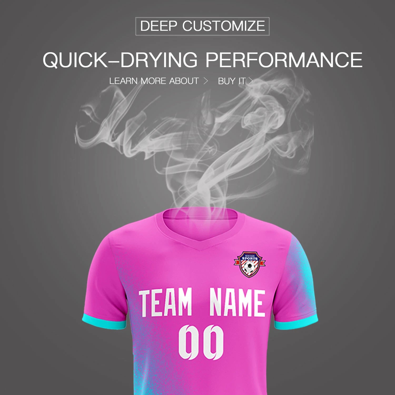 Custom Pink Sky Blue Outdoor Sport Soccer Sets Jersey