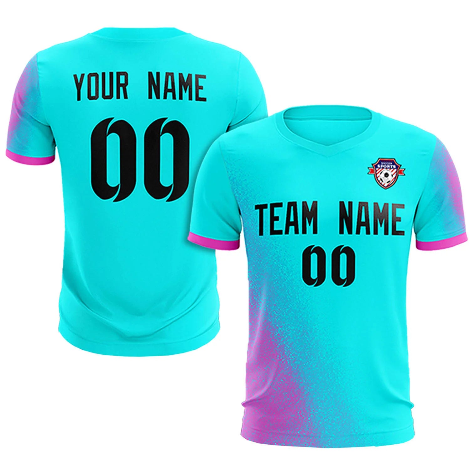Custom Sky Blue Pink Outdoor Sport Soccer Sets Jersey