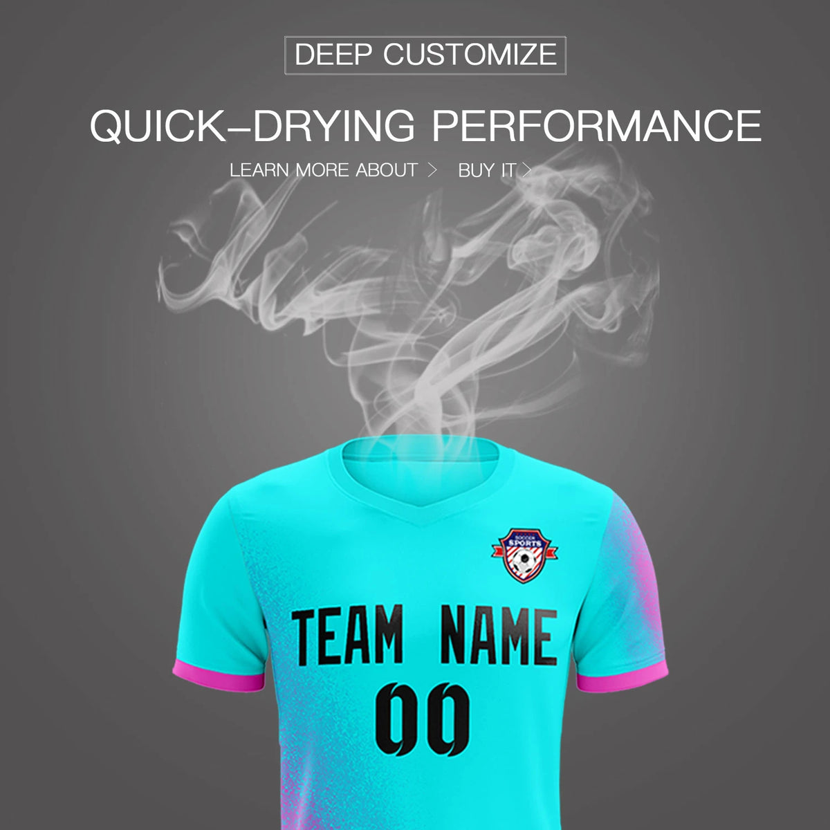 Custom Sky Blue Pink Outdoor Sport Soccer Sets Jersey