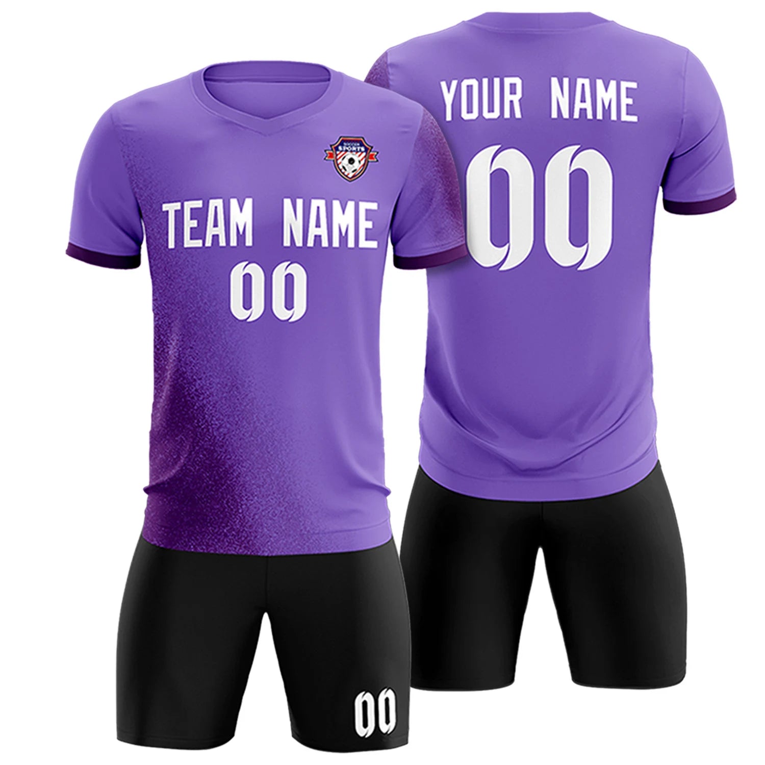 Custom Light Purple Purple Outdoor Sport Soccer Sets Jersey