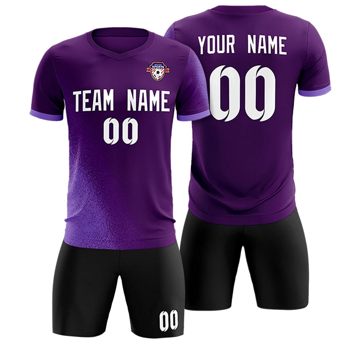 Custom Purple Light Purple Outdoor Sport Soccer Sets Jersey