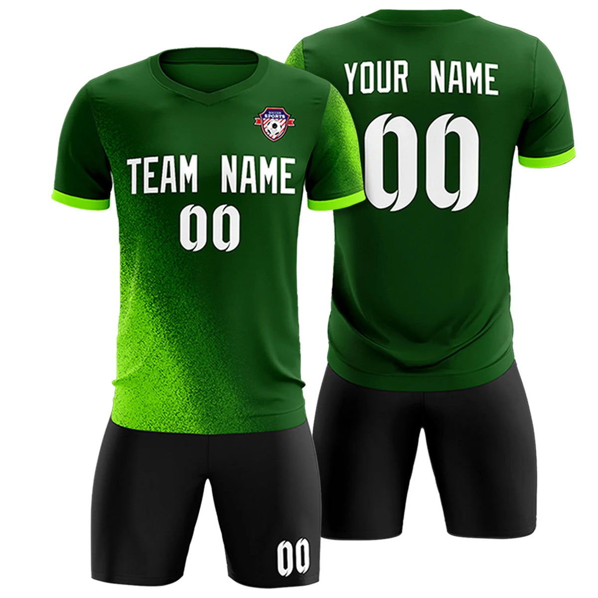 Custom Green Neon Green Outdoor Sport Soccer Sets Jersey