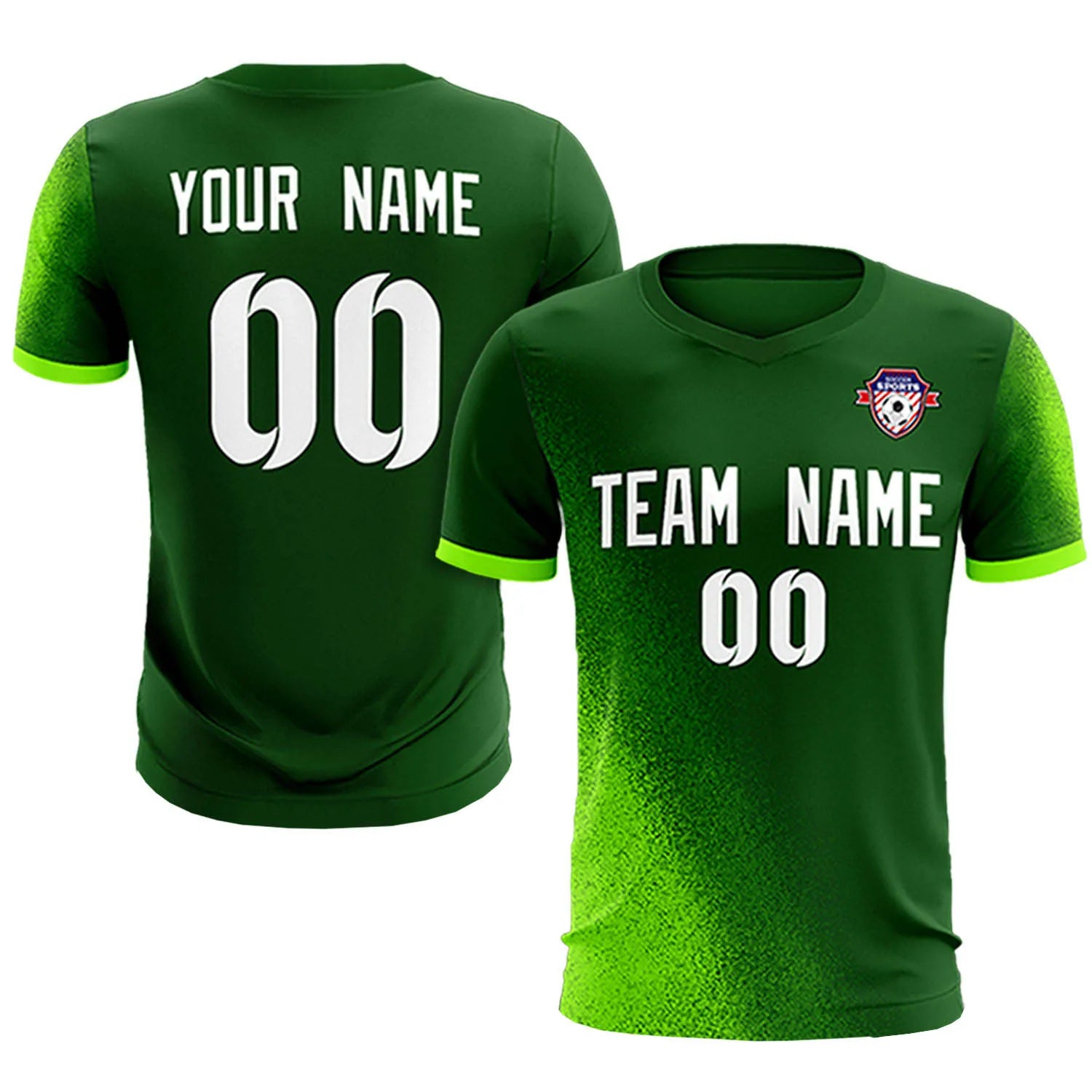 Custom Green Neon Green Outdoor Sport Soccer Sets Jersey