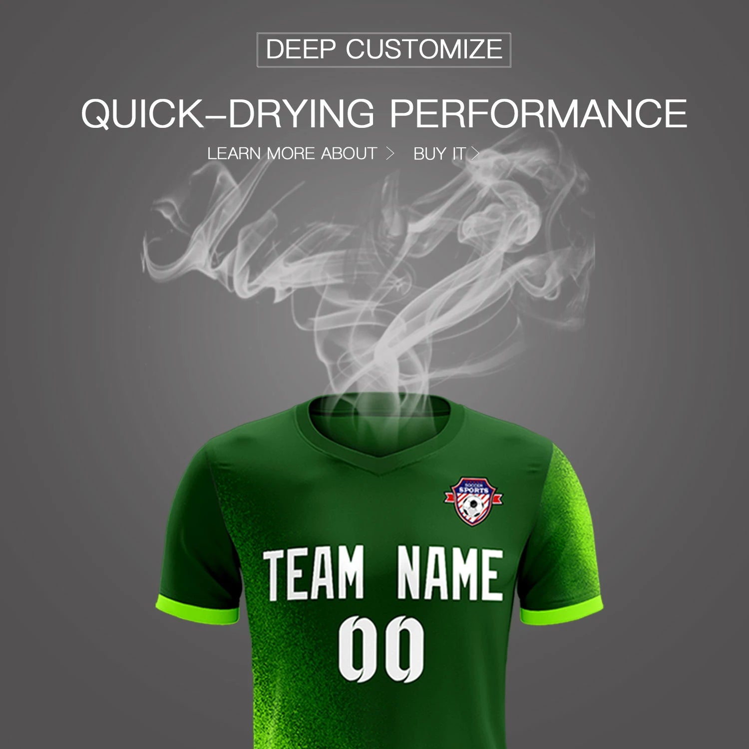 Custom Green Neon Green Outdoor Sport Soccer Sets Jersey