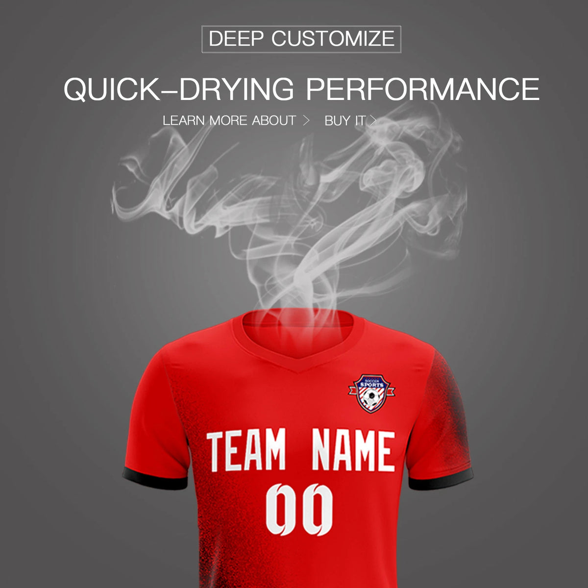 Custom Red Black Outdoor Sport Soccer Sets Jersey