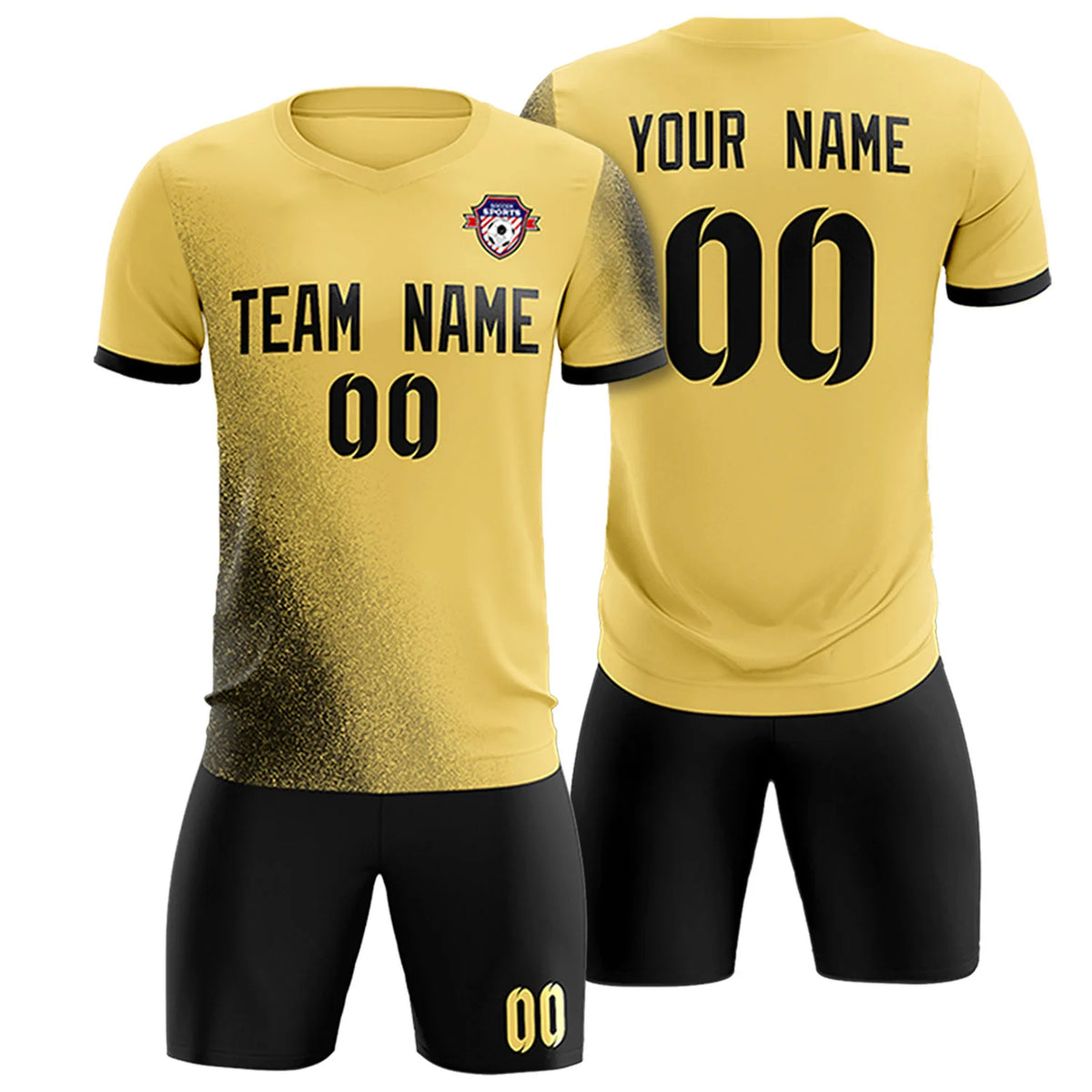 Custom Khaki Black Outdoor Sport Soccer Sets Jersey