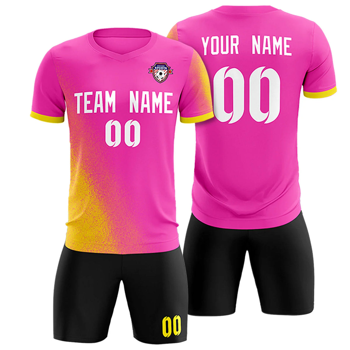 Custom Pink Gold01 Outdoor Sport Soccer Sets Jersey
