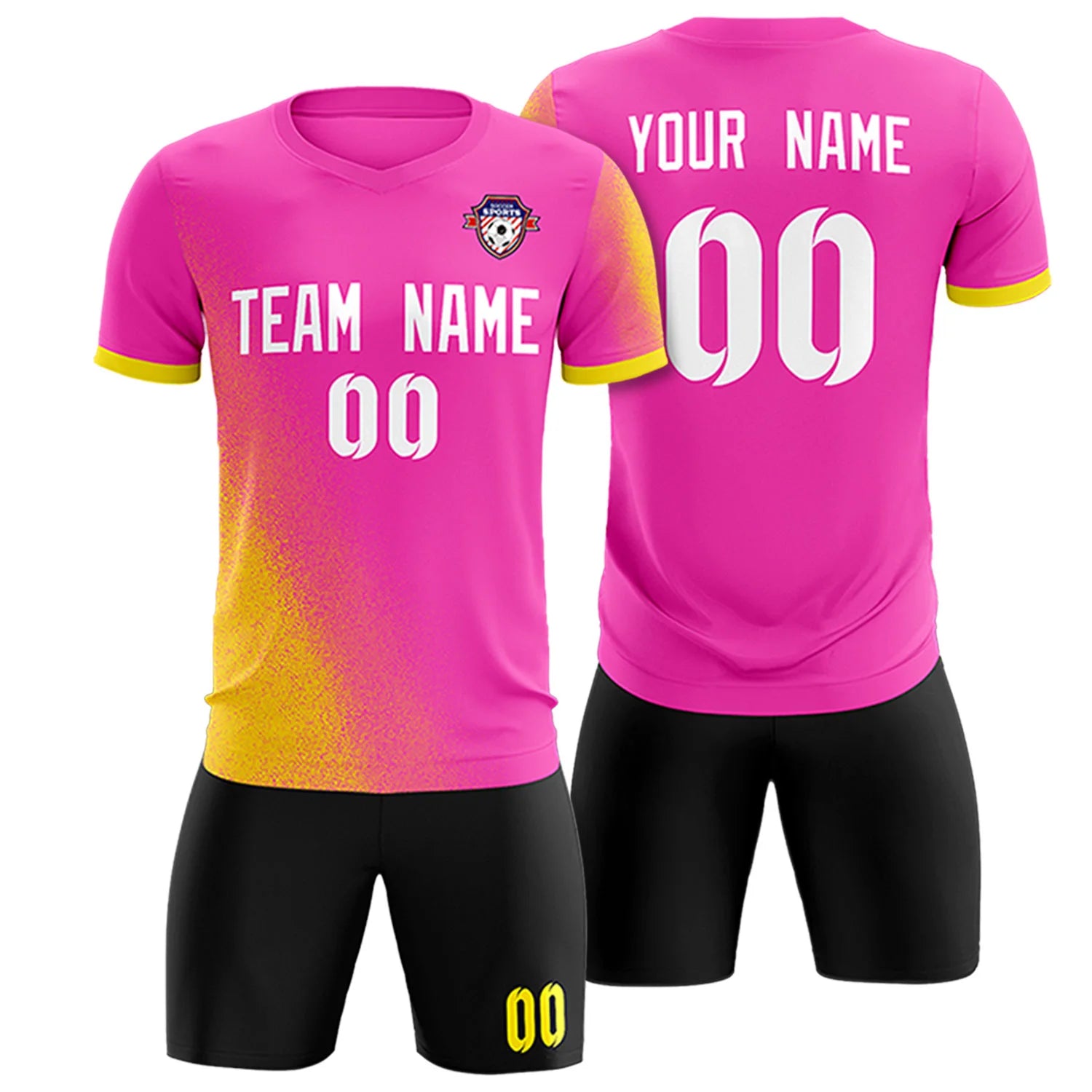 Custom Pink Gold01 Outdoor Sport Soccer Sets Jersey
