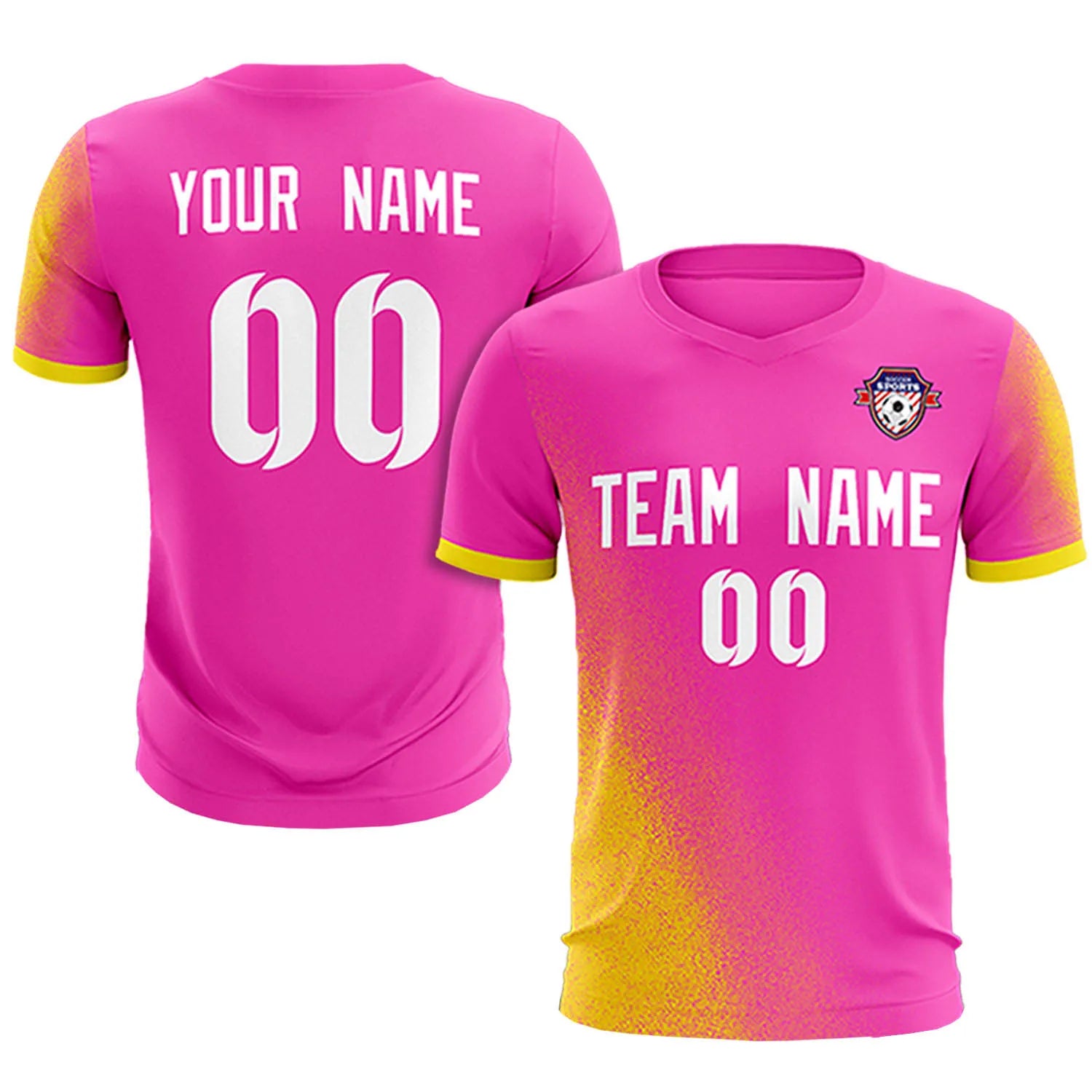 Custom Pink Gold01 Outdoor Sport Soccer Sets Jersey