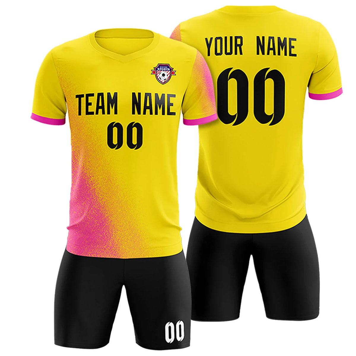 Custom Gold01 Pink Outdoor Sport Soccer Sets Jersey