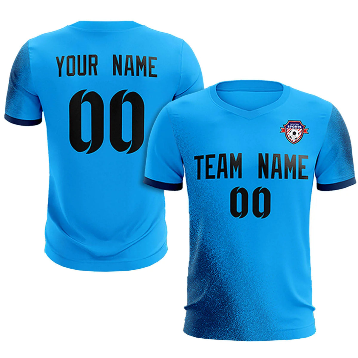 Custom Powder Blue Navy Outdoor Sport Soccer Sets Jersey