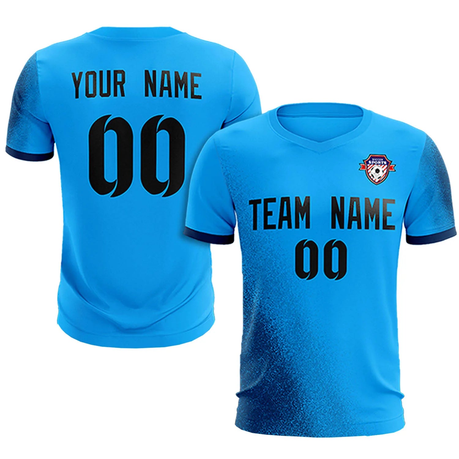 Custom Powder Blue Navy Outdoor Sport Soccer Sets Jersey