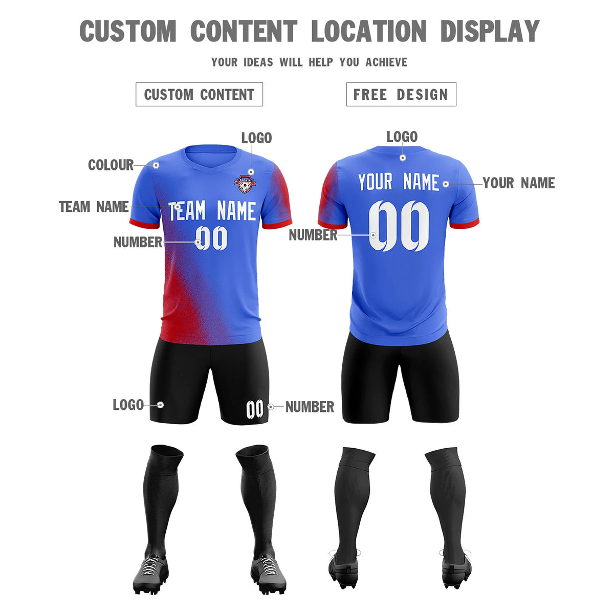 Custom Light Purple Red Outdoor Sport Soccer Sets Jersey