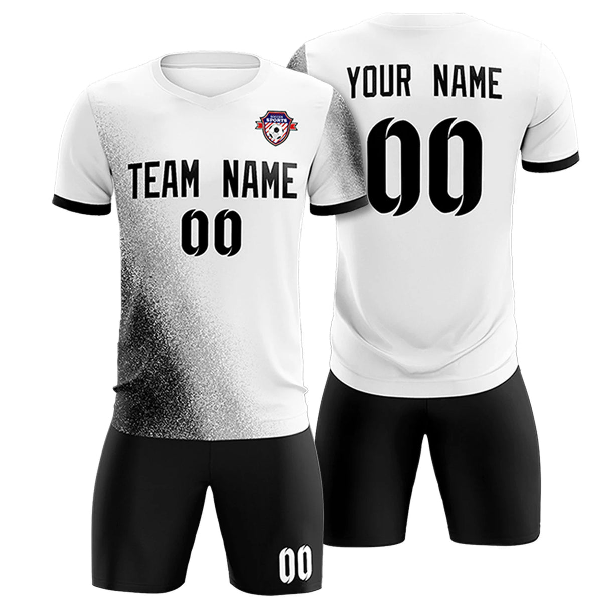 Custom White Black Outdoor Sport Soccer Sets Jersey
